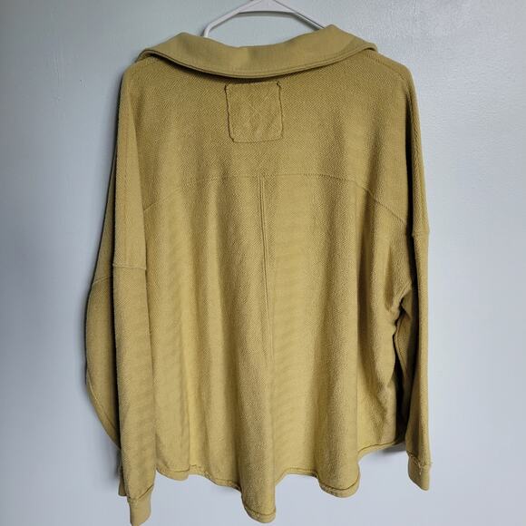 American Eagle AE Women's Large Textured Henly Sweatshirt Green Shirt - Picture 3 of 9